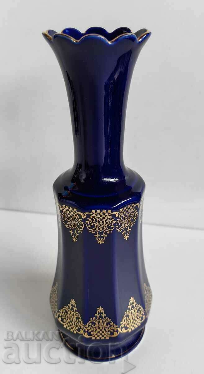 . ECHT COBALT 22 CARAT GOLD HANDMADE PORCELAIN VASE . ECHT COBALT 22 CARAT GOLD HANDMADE PORCELAIN VASE