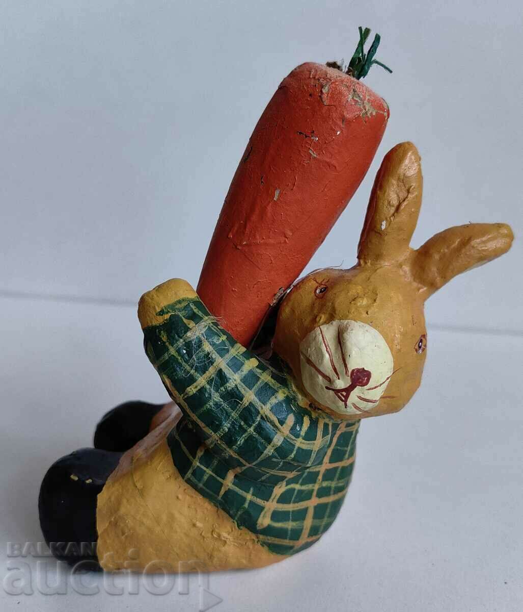 . 1940s RABBIT BUNNY BUNNY WITH CARROT CHILDREN'S TOY