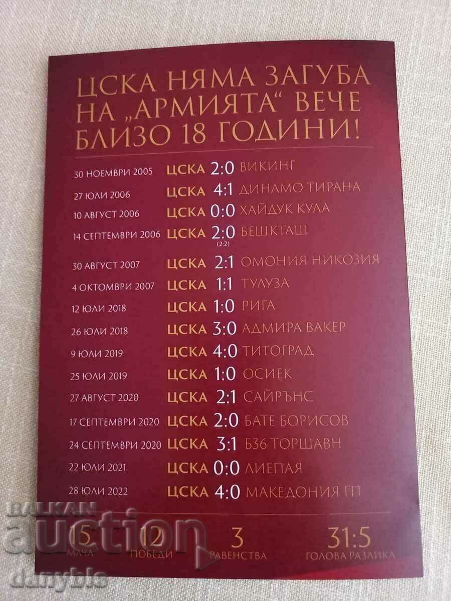 Δημοπρασία Πρόγραμμα ποδοσφαίρου - ΤΣΣΚΑ - Σέψι Ρουμανίας 2023