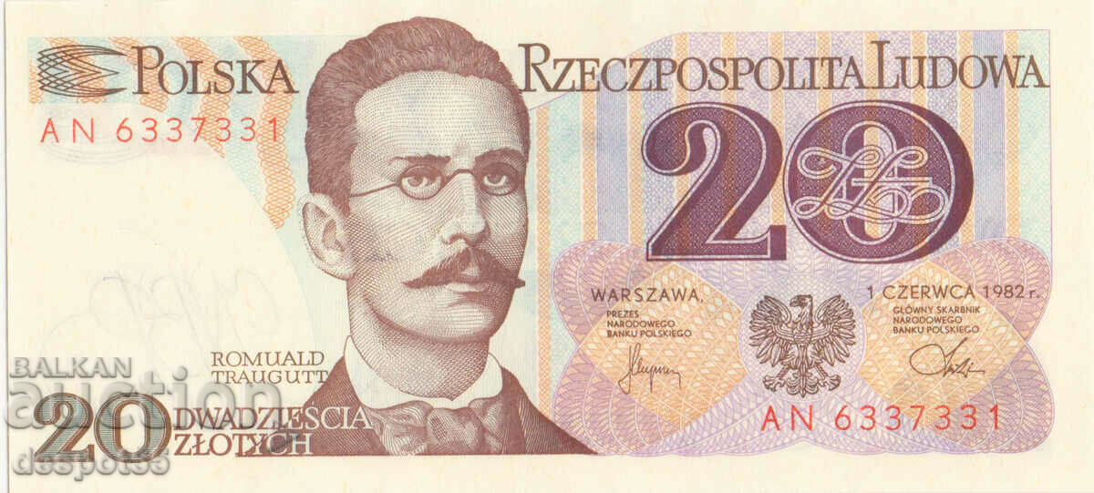 1982. Polonia. 20 de zloți - UNC.