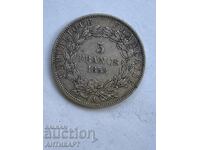 silver coin 5 francs France 1852 silver