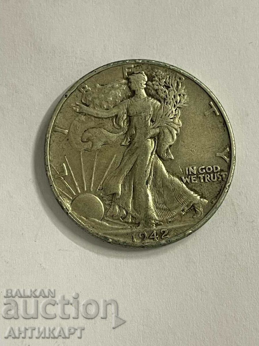 САЩ  половин долар half dollar сребърна монета 1942