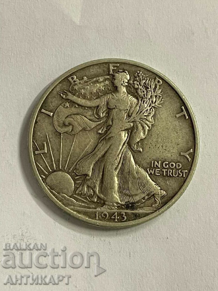 САЩ  половин долар half dollar сребърна монета 1943