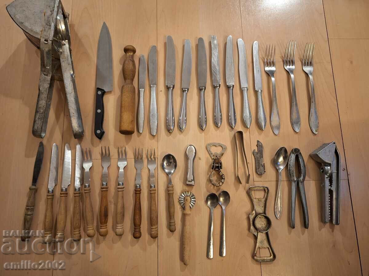 Old utensils, forks, spoons, etc