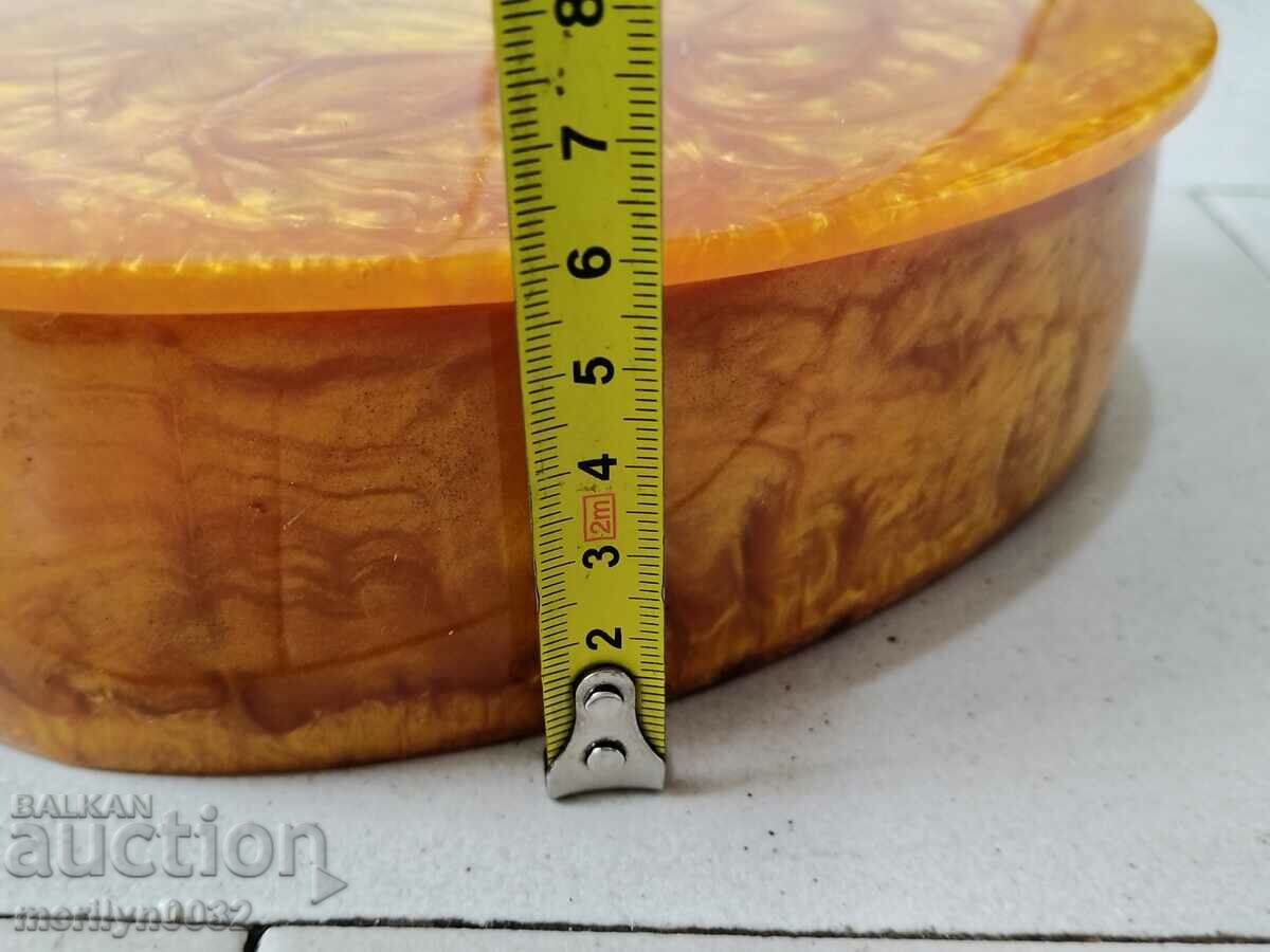 Auction Bulgarian jewelry box artificial amber Catalin NRB Auction Bulgarian jewelry box artificial amber Catalin NRB