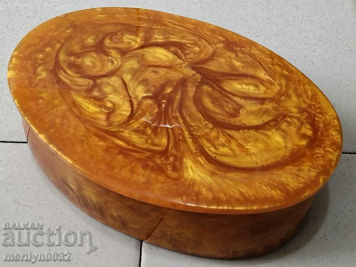 Bulgarian jewelry box artificial amber Catalin NRB