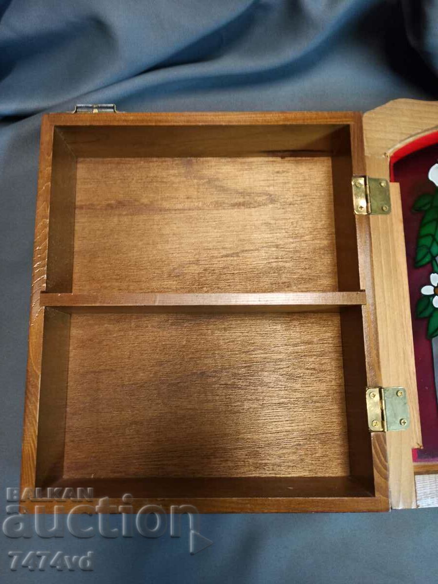 WOODEN BOX FOR SPICES, PAINTED GLASS - 6