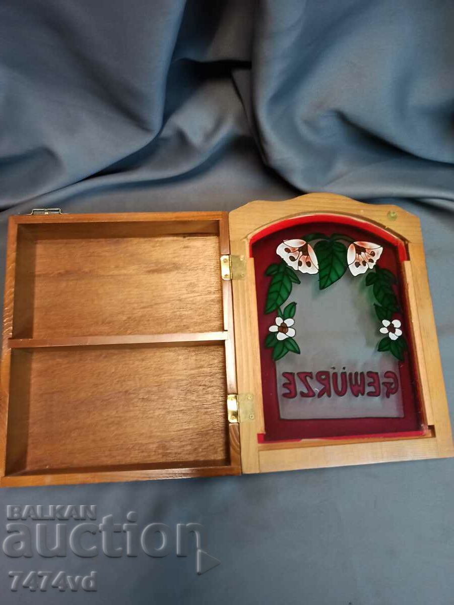 WOODEN BOX FOR SPICES, PAINTED GLASS - 7