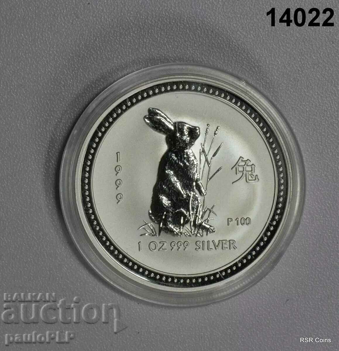 1 oz SILVER 1999 - LUNAR AUSTRALIA - SERIA 1 Iepure -UNC