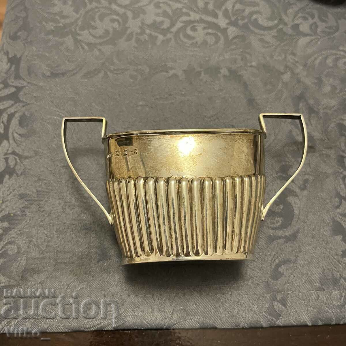 Аукцион Английска сребърна захарница,ледарка,каничка,маркировки Аукцион Английска сребърна захарница,ледарка,каничка,маркировки