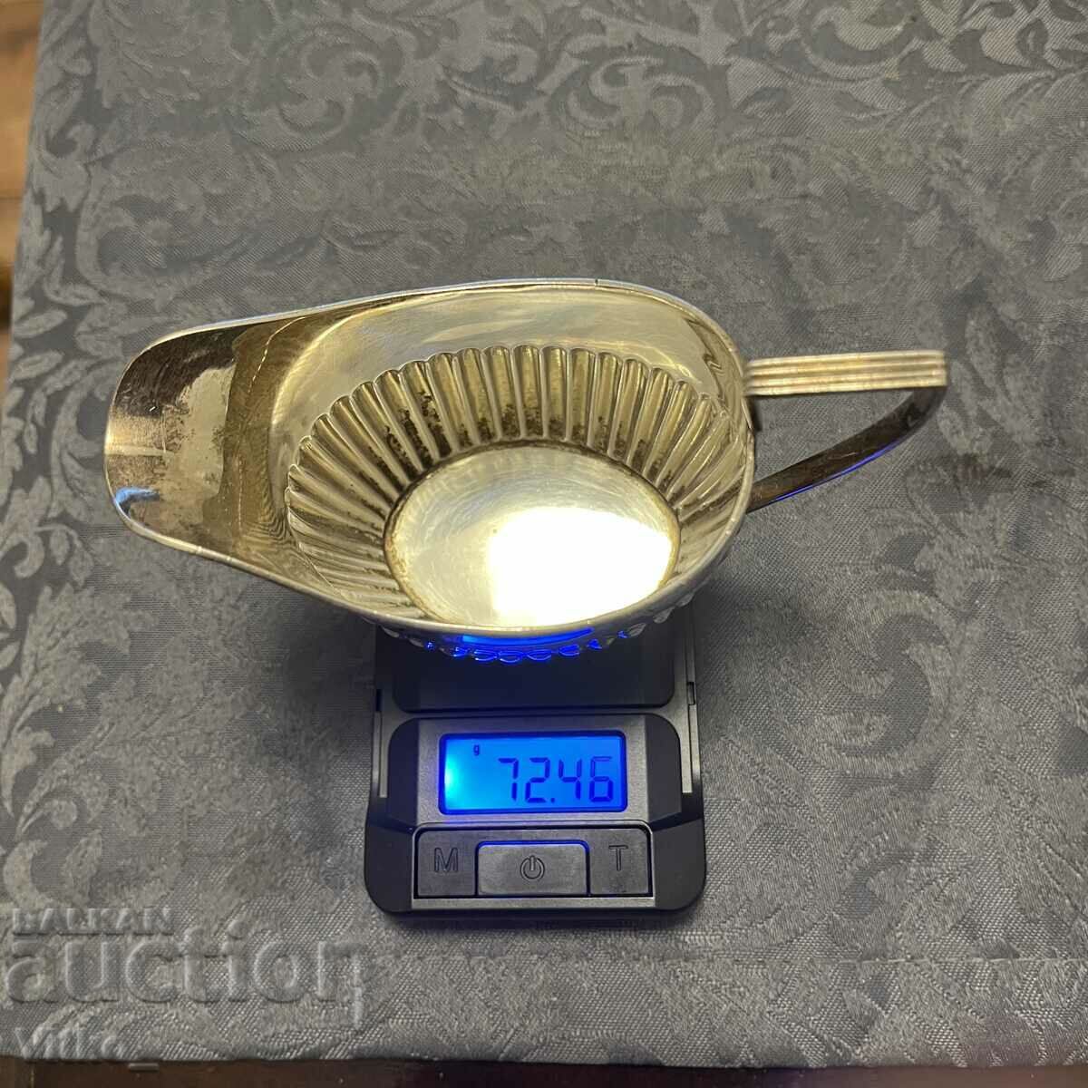 English silver saucer, jug, markings - 5