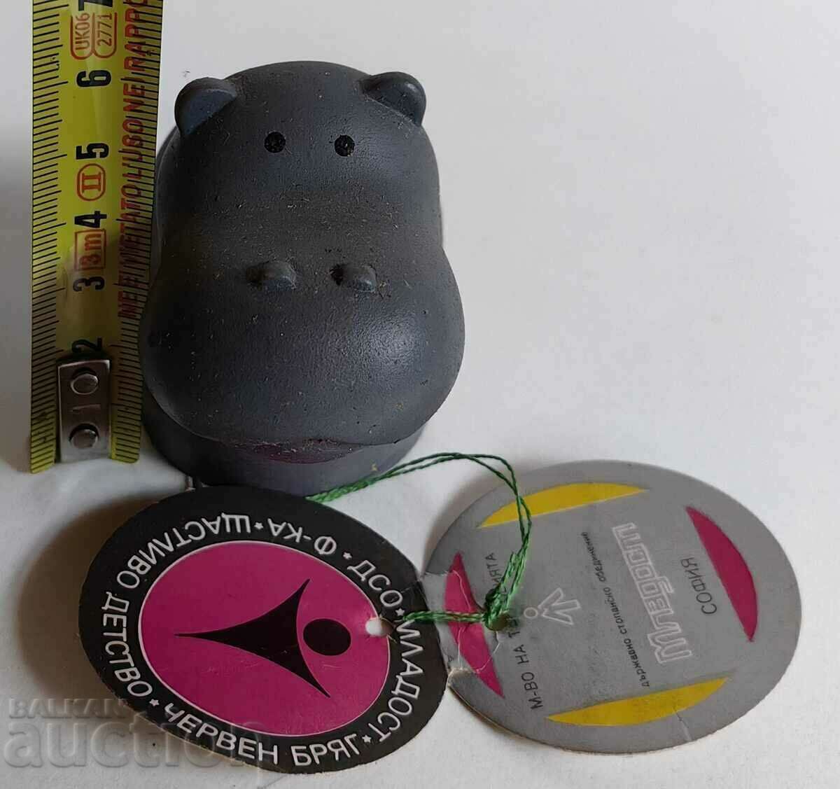 . HIPPO SOC UNUSED RUBBER TOY DOLL WITH TAG - 5 . HIPPO SOC UNUSED RUBBER TOY DOLL WITH TAG - 5