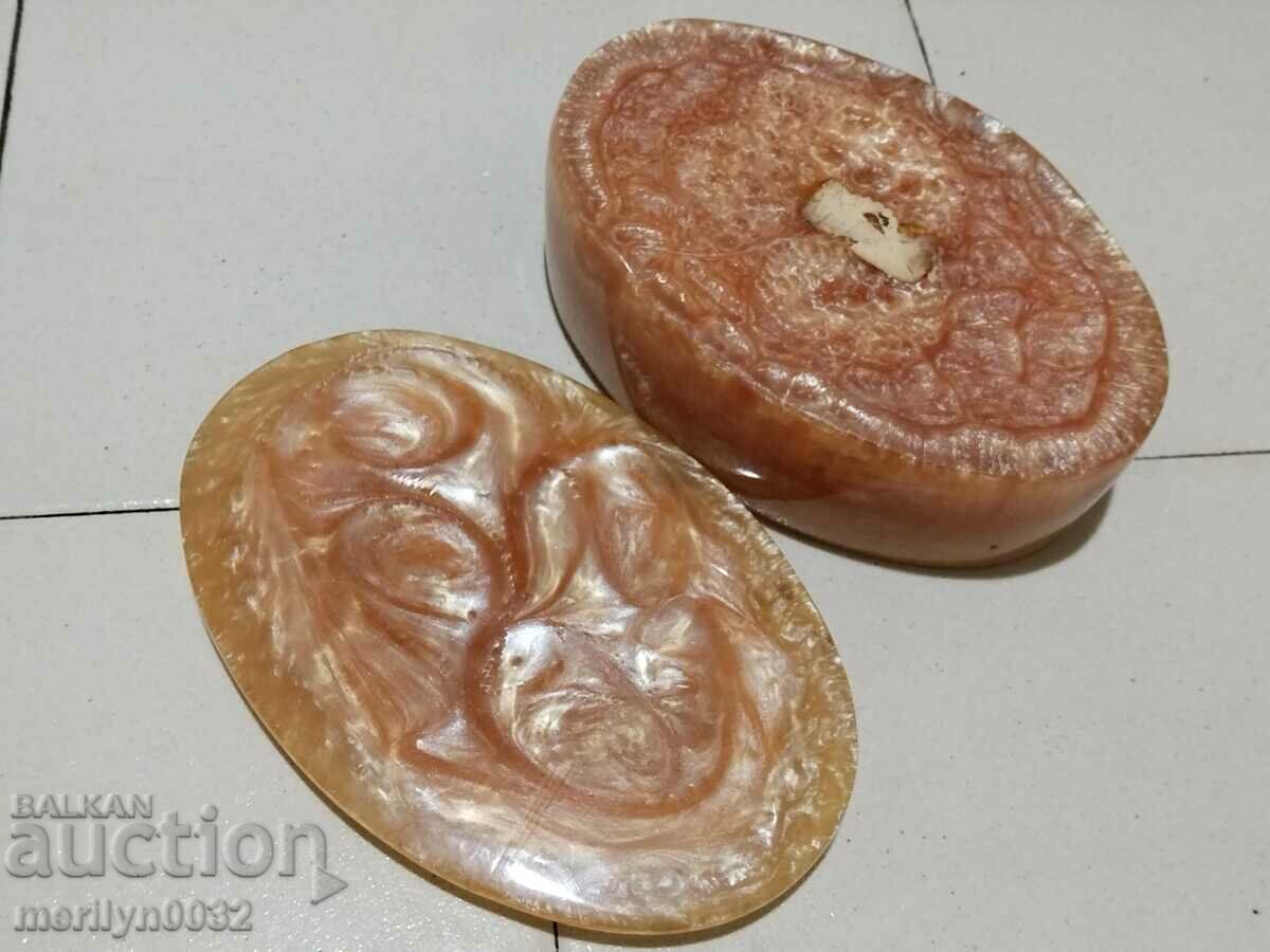 Auction  Bulgarian jewelry box artificial amber Catalin NRB