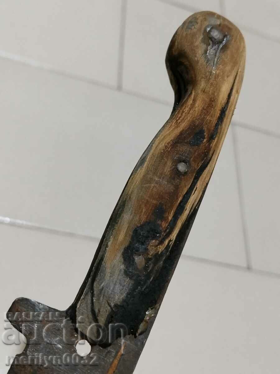 Old butcher knife with engravings carved from buffalo horn primitive - 5 Old butcher knife with engravings carved from buffalo horn primitive - 5