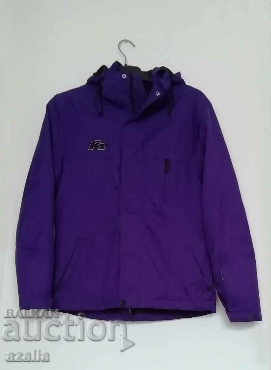 Warm sports women's jacket with removable hood