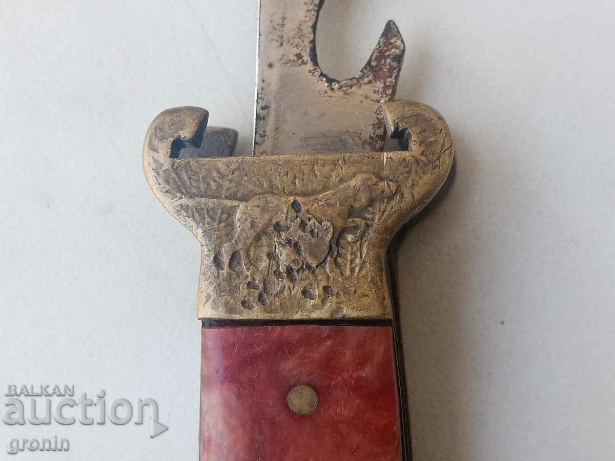 Old pocket knife, hunting, cartridges, bronze, dog, Rrr - 6 Old pocket knife, hunting, cartridges, bronze, dog, Rrr - 6