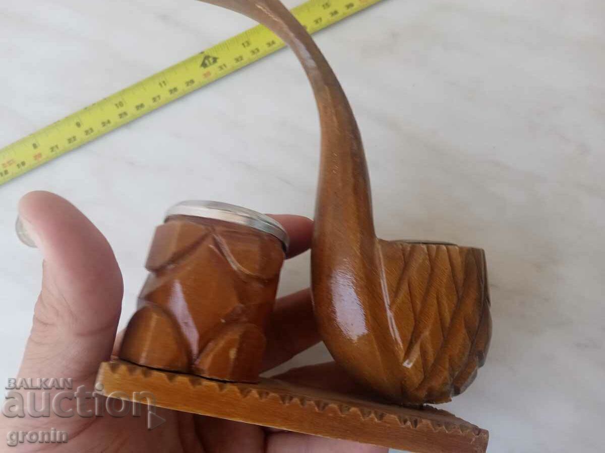Licitație Pipa, sculptura in lemn, figurina, vintage