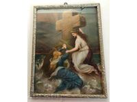 .ROYAL REPRODUCTION RELIGIOUS SCENE CROSS PAINTING KINGDOM