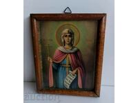 .OLD DOMESTIC ICON OF SAINT FRIDAY KINGDOM OF BULGARIA LITHOGRAPHY