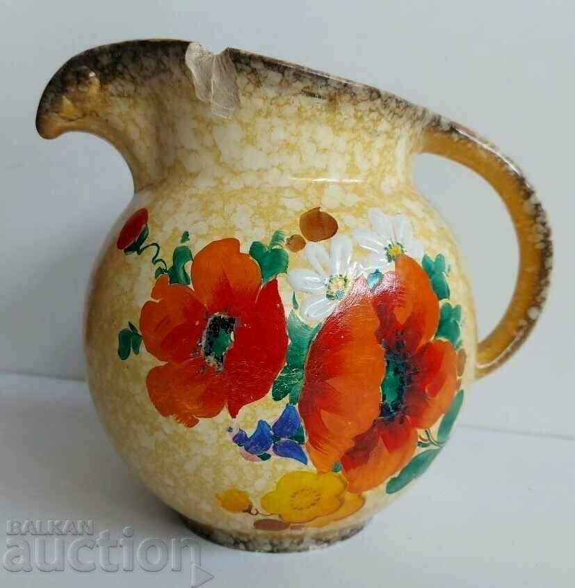 Delivery of .OVER 100 YEARS OLD GERMAN HAND PAINTED DITMAR CERAMIC JUG Delivery of .OVER 100 YEARS OLD GERMAN HAND PAINTED DITMAR CERAMIC JUG