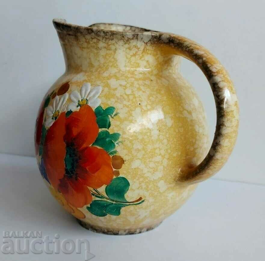 .OVER 100 YEARS OLD GERMAN HAND PAINTED DITMAR CERAMIC JUG - 5 .OVER 100 YEARS OLD GERMAN HAND PAINTED DITMAR CERAMIC JUG - 5