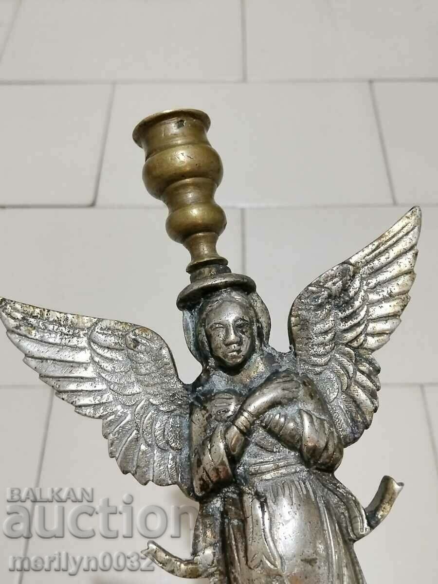 Bronze donation decoration figure of the Angel of the Shepherd 1930 candle - 6 Bronze donation decoration figure of the Angel of the Shepherd 1930 candle - 6
