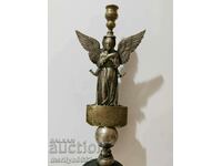 Bronze donation decoration figure of the Angel of the Shepherd 1930 candle