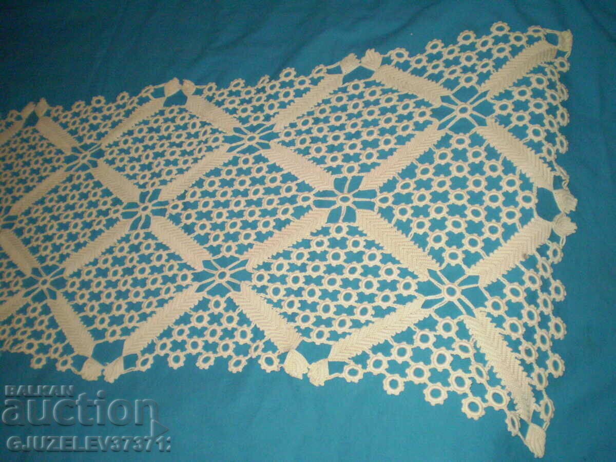 19th century hand crocheted cotton tablecloth