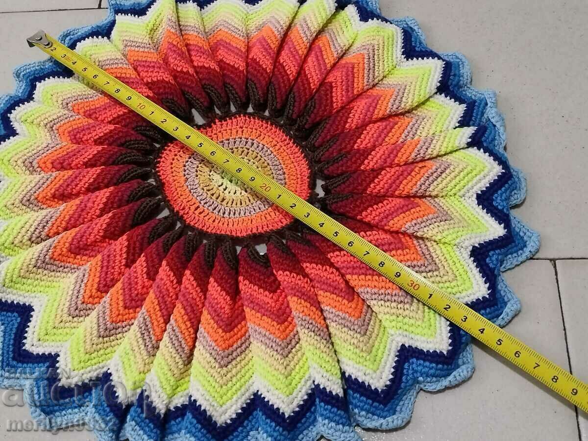 Аукцион Ръчно плетиво каре подложка за стол подгъзник от чеиз