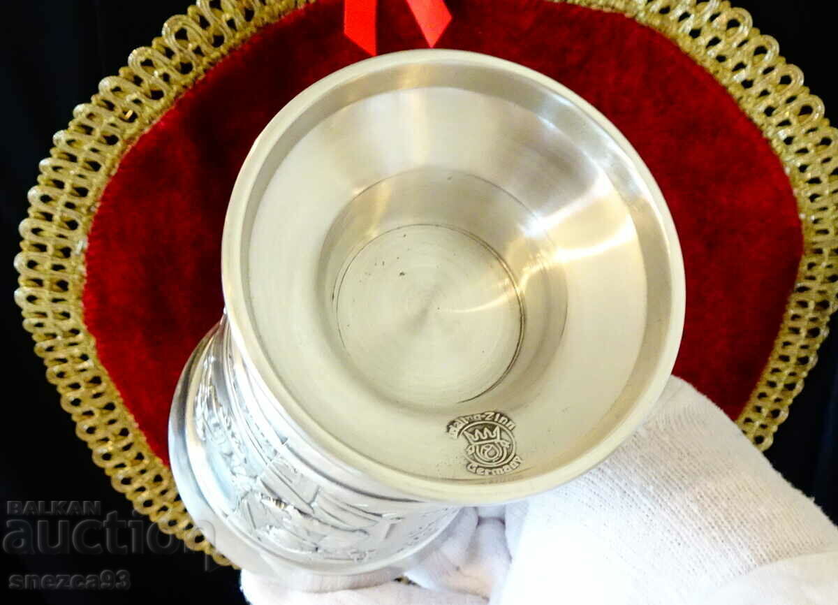 Pewter mug/tankard with hunter, rabbit, hunting, 300 ml - 7