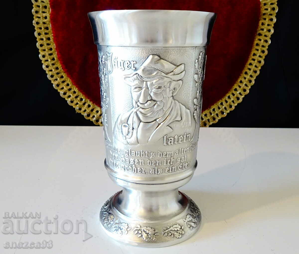 Pewter mug/tankard with hunter, rabbit, hunting, 300 ml