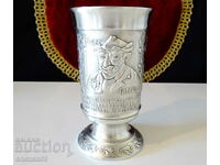 Pahar, halbă de cositor cu vânător, iepure, vânătoare, 300 ml