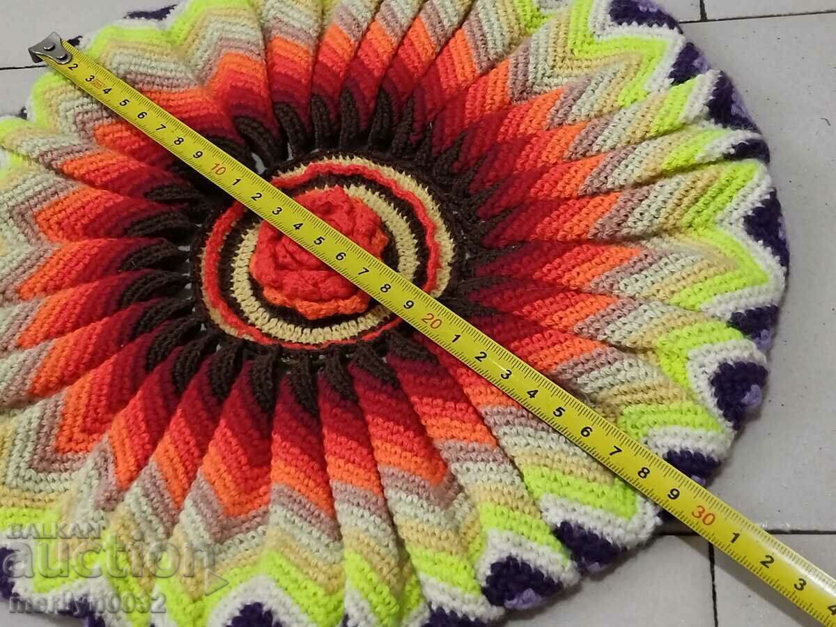 Auction  Hand knit plaid chaise lounger chair pad