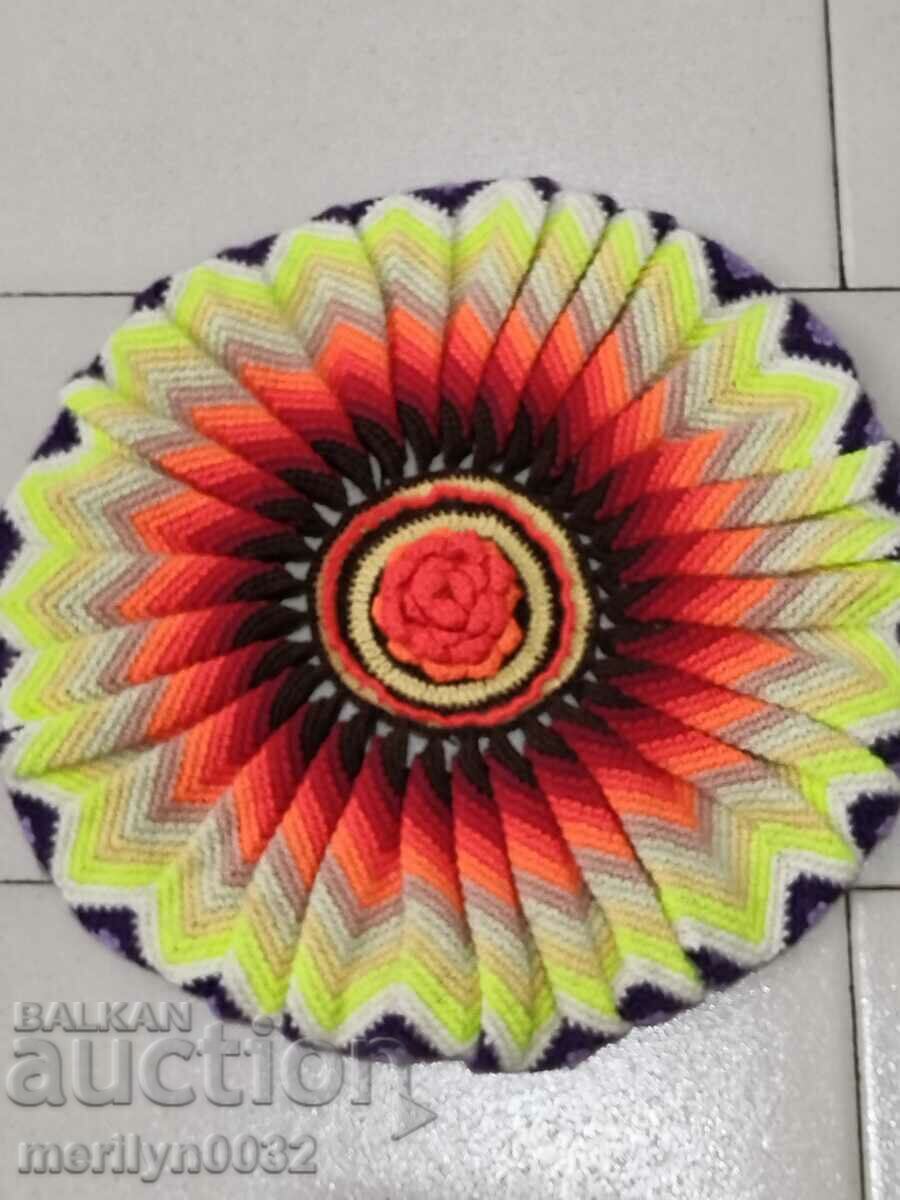 Hand knit plaid chaise lounger chair pad