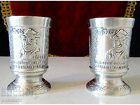 Cups on a pewter stool, Hunter, rabbit.