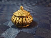 Small brass richly inlaid box