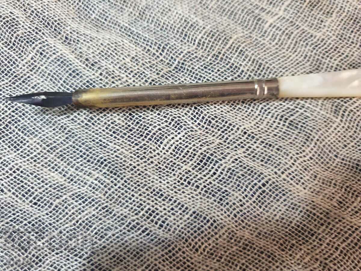 Auction Antique quill with mother of pearl handle Auction Antique quill with mother of pearl handle