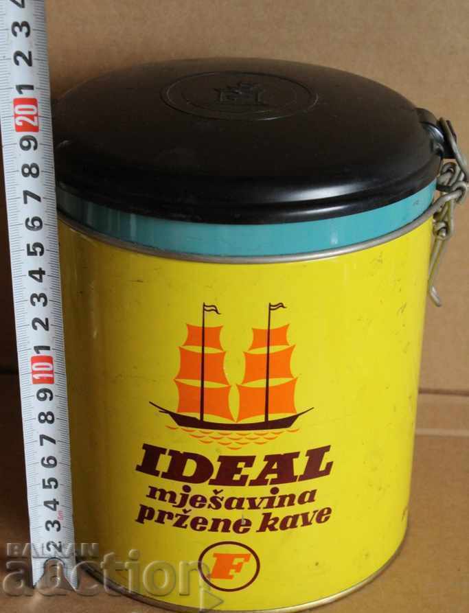 Auction . SOC LARGE TIN BOX COFFEE JAR EMPTY Auction . SOC LARGE TIN BOX COFFEE JAR EMPTY