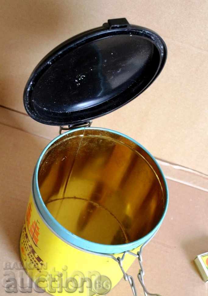 . SOC LARGE TIN BOX COFFEE JAR EMPTY - 5 . SOC LARGE TIN BOX COFFEE JAR EMPTY - 5