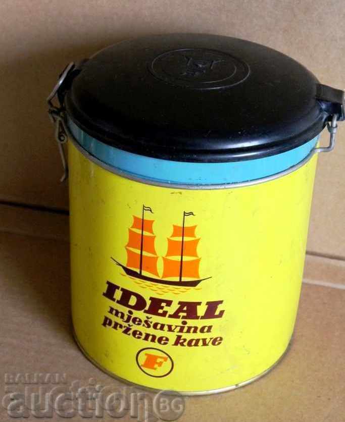 . SOC LARGE TIN BOX COFFEE JAR EMPTY . SOC LARGE TIN BOX COFFEE JAR EMPTY