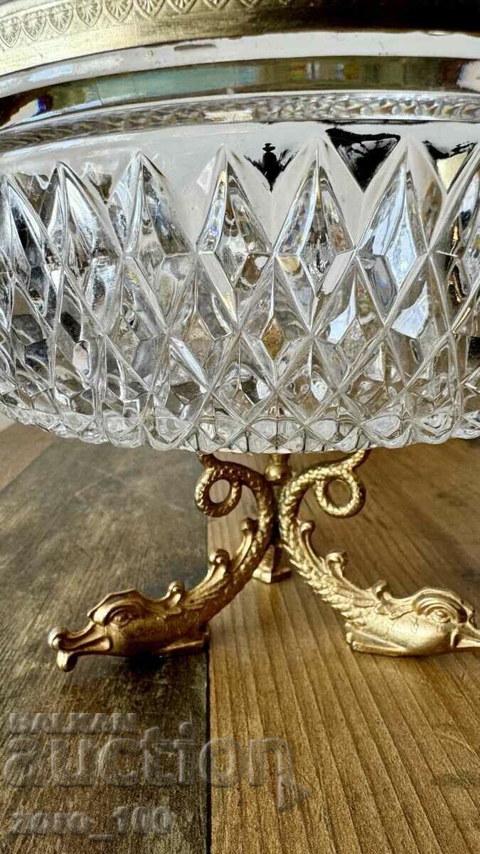 Antique crystal fruit bowl - 5