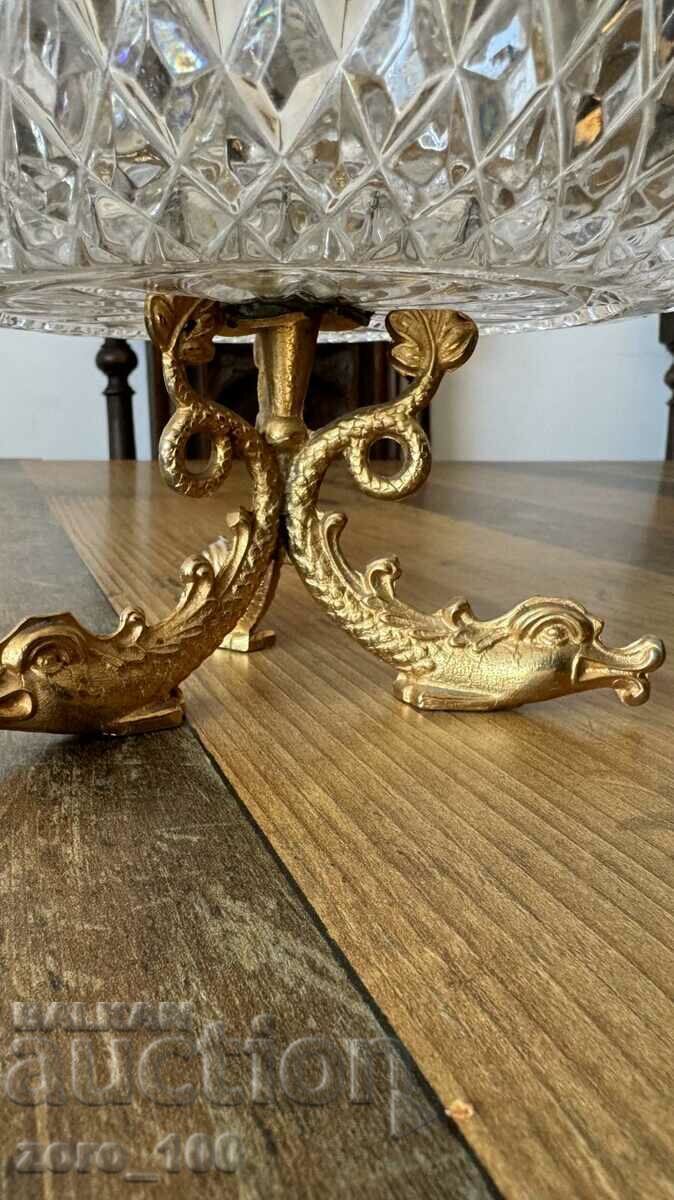 Antique crystal fruit bowl - 6