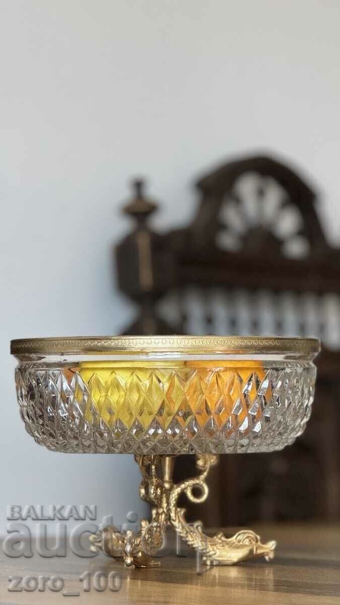 Antique crystal fruit bowl