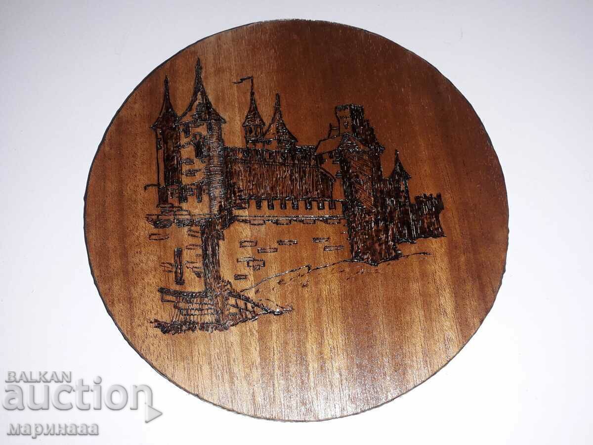 OLD PANEL. PYROGRAPHY. COPPER HARDWARE OLD PANEL. PYROGRAPHY. COPPER HARDWARE