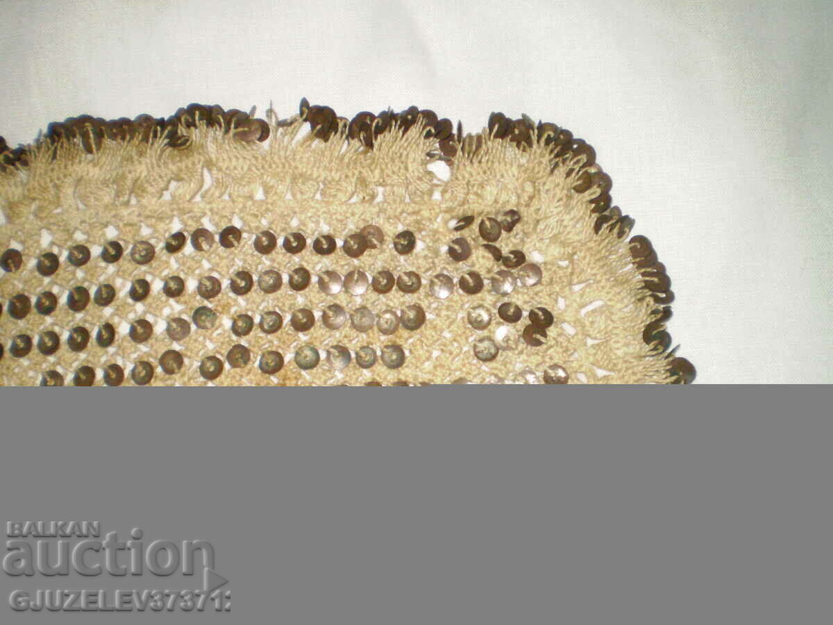 Old tablecloth crocheted and embroidered sequins rare - 7 Old tablecloth crocheted and embroidered sequins rare - 7