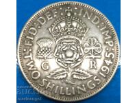 Great Britain 2 Shillings 1945 Florin Silver