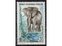 French Equat.Africa-1957-Regular-Animals-Elephant,MLH