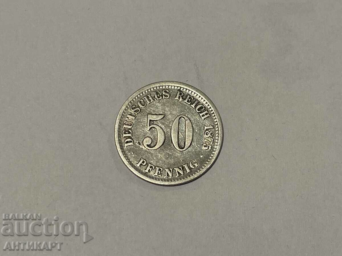 monedă rară 50 pfennig Germania 1875 D argint