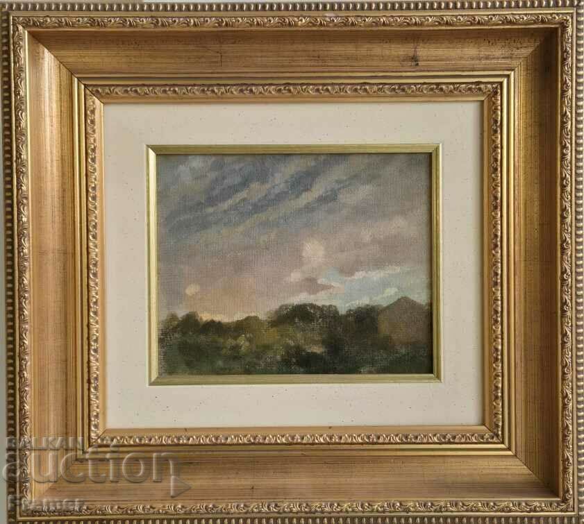 Georgi Stefanov Mitov 1875-1900 landscape near Kazanlak oil with price 5560.00 BGN | € 2842.78