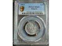 1 Lev 1923, MS65, PCGS, Read the description